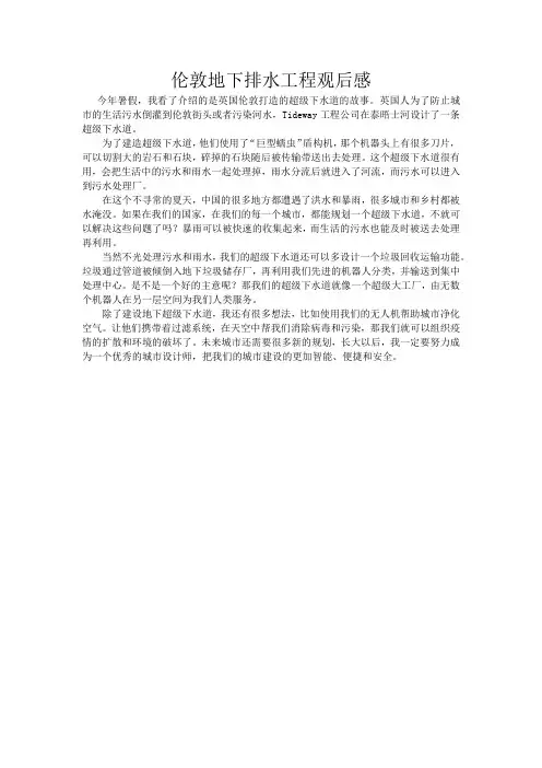 伦敦地下排水工程观后感