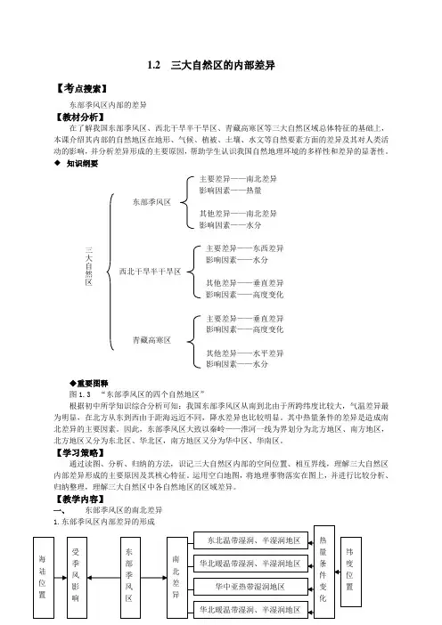 三大自然区的内部差异