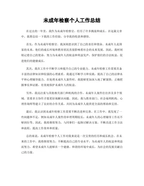 未成年检察个人工作总结