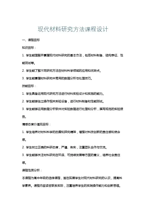 现代材料研究方法课程设计