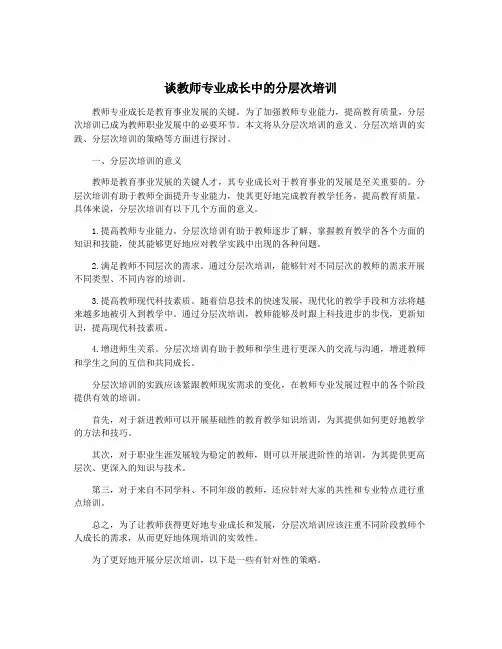 谈教师专业成长中的分层次培训