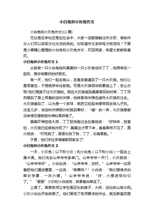 小白兔和小灰兔作文（11篇）