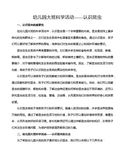 幼儿园大班科学活动——认识昆虫