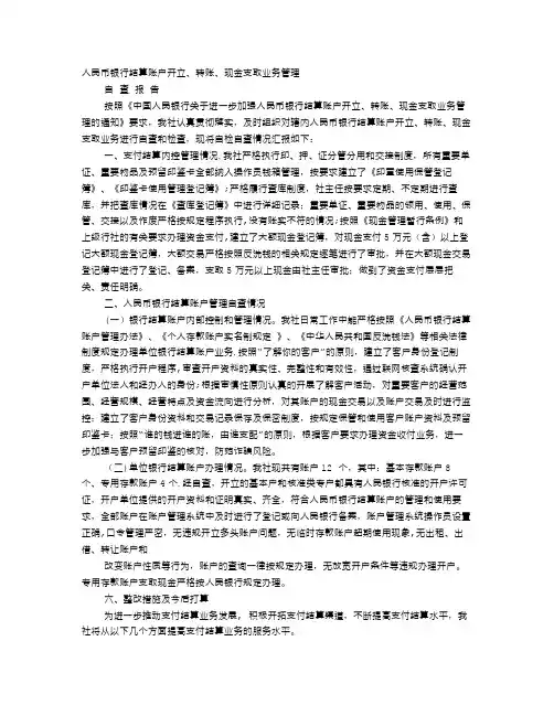 账户清理自查报告