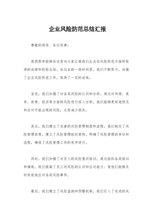 企业风险防范总结汇报