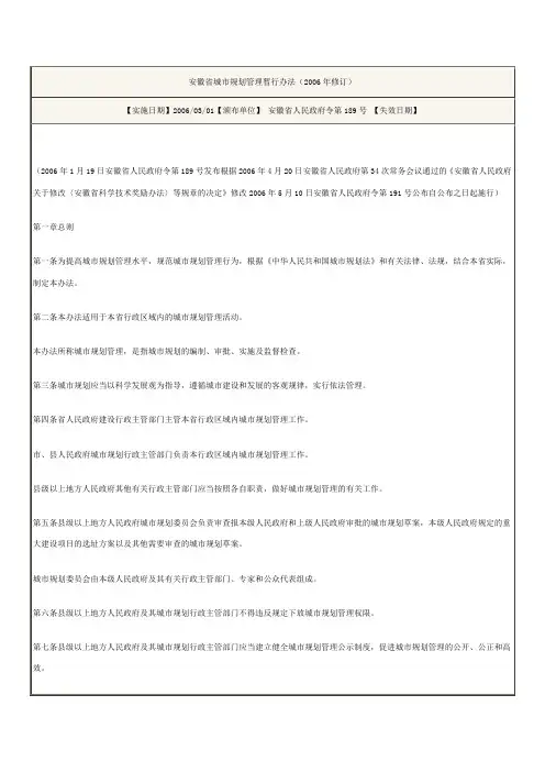 安徽省城市规划管理暂行办法