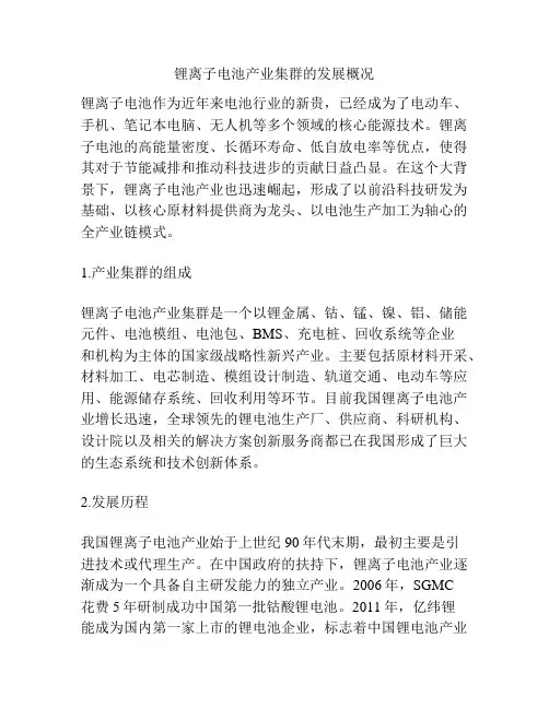 锂离子电池产业集群的发展概况