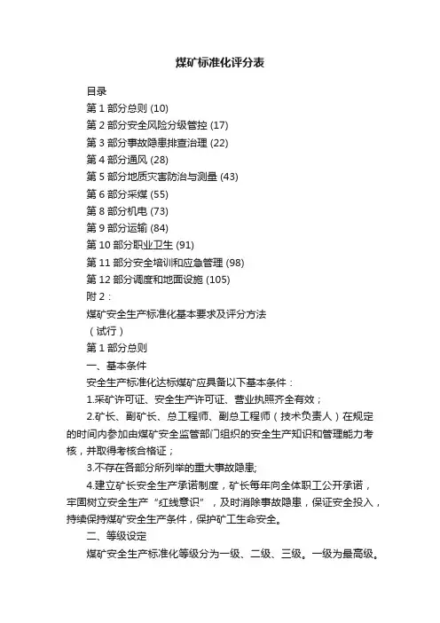 煤矿标准化评分表