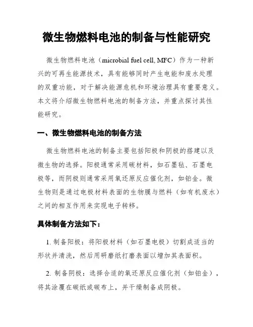 微生物燃料电池的制备与性能研究