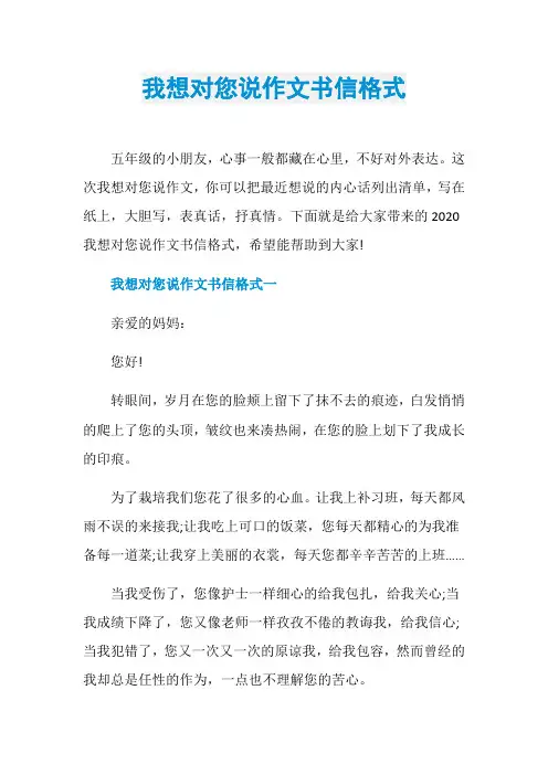 我想对您说作文书信格式