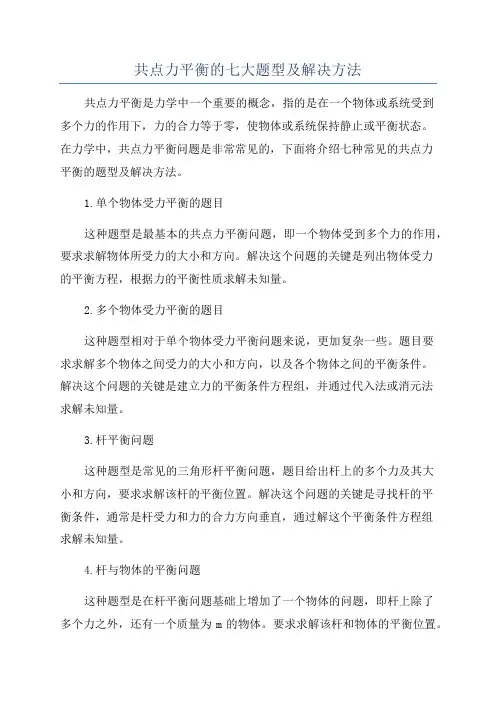 共点力平衡的七大题型及解决方法
