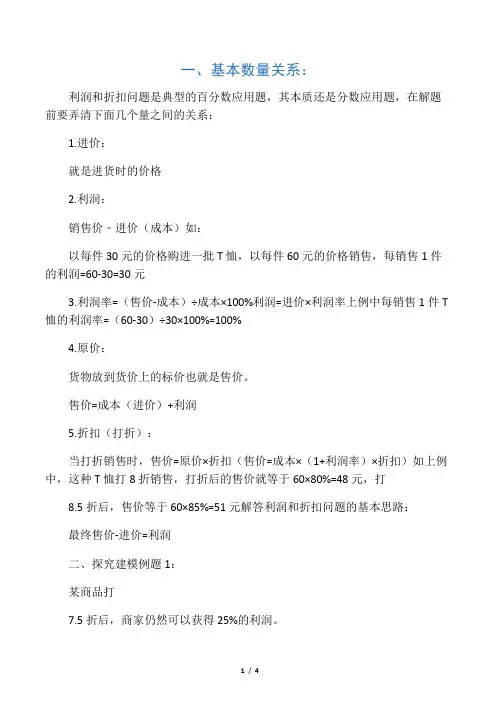 利润与折扣问题应用题