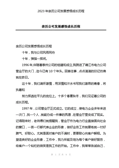 2023年亲历公司发展感悟成长历程