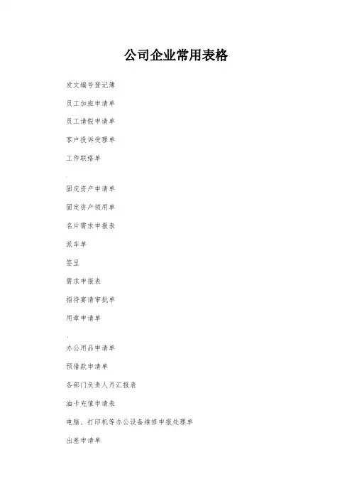 公司企业最常用表单范本大全-21页