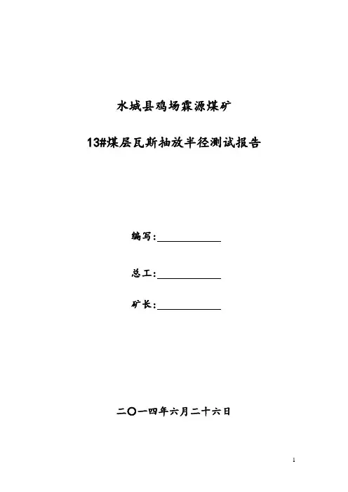 霖源煤矿13煤层瓦斯抽放半径测试报告  - 副本