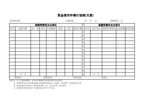 资金使用计划表