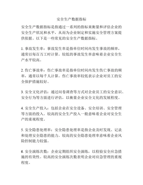 安全生产数据指标