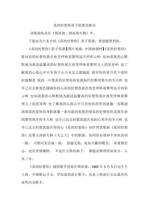 真的好想你笛子简谱及歌词