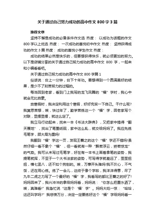 关于通过自己努力成功的高中作文800字3篇
