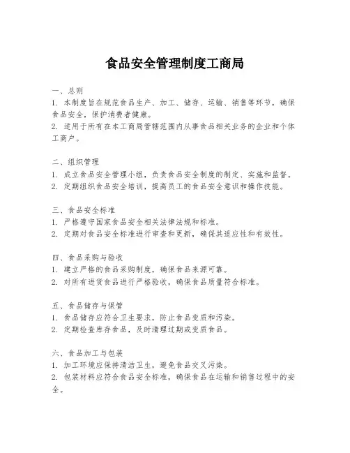 食品安全管理制度工商局