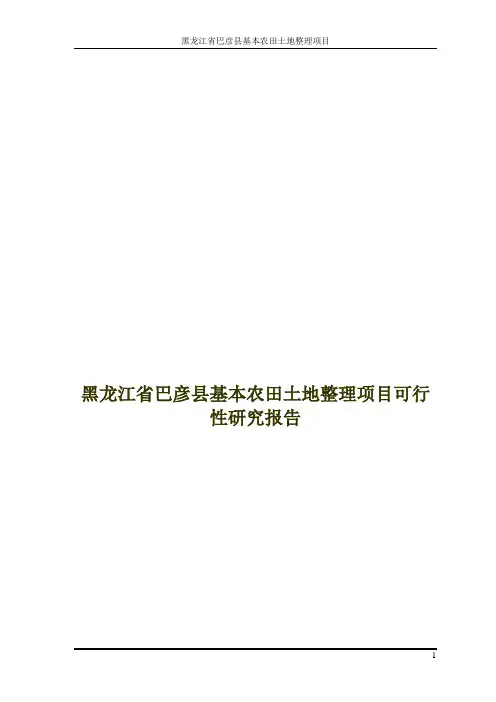 黑龙江省巴彦县基本农田土地整理项目可行性研究报告