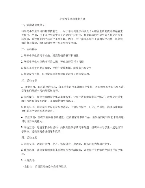 小学写字活动策划方案