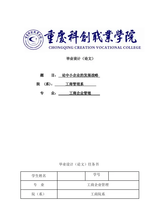 论中小企业的发展战略毕业设计论文