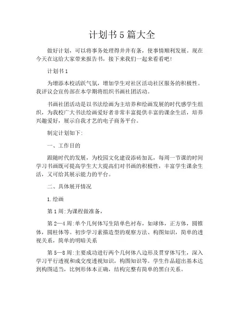 计划书5篇大全