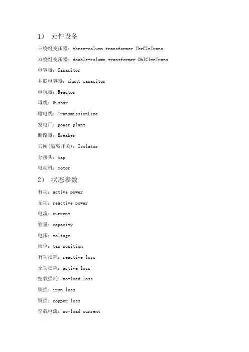 电力专业常用英语词汇