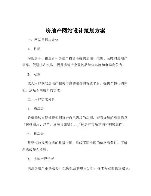 房地产网站设计策划方案