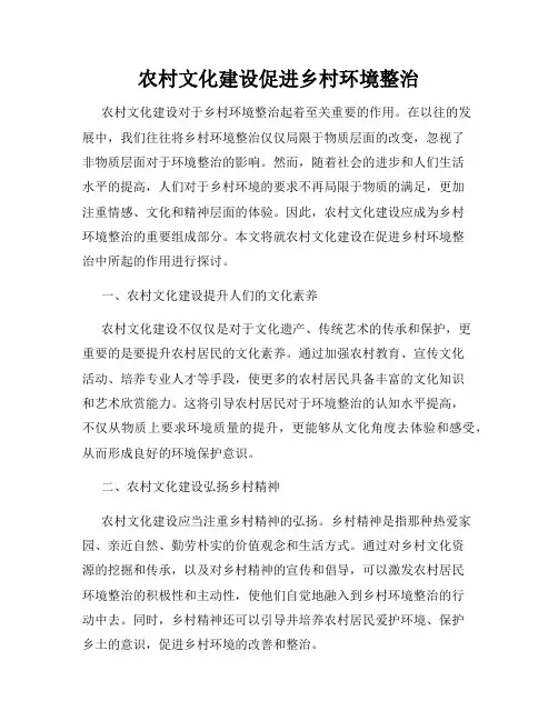 农村文化建设促进乡村环境整治