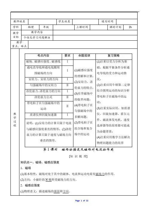 51-磁场的描述及磁场对电流的作用