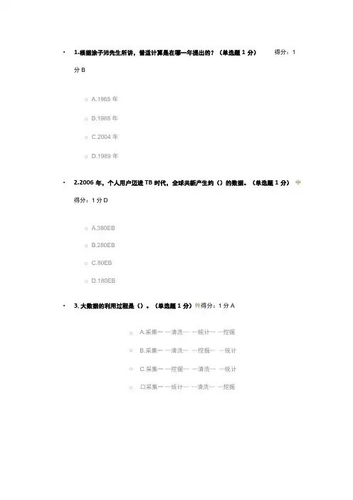 公需科目大数据培训考试答案正确率97%