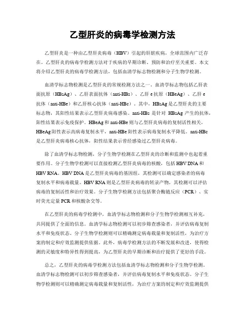 乙型肝炎的病毒学检测方法