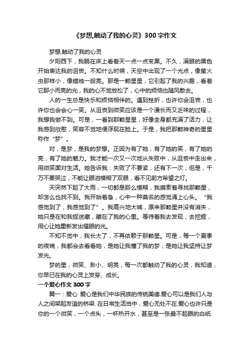 《梦想,触动了我的心灵》300字作文