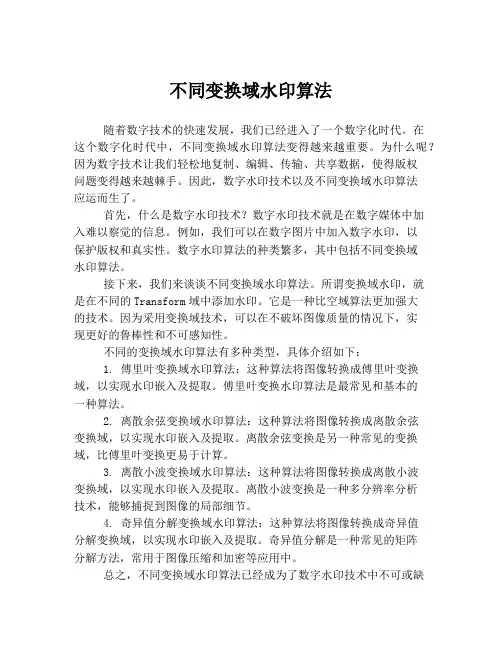 不同变换域水印算法