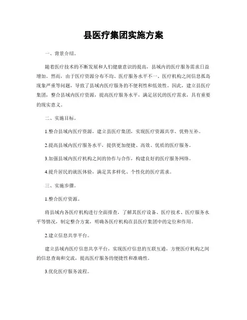 县医疗集团实施方案