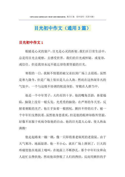目光初中作文(通用3篇)