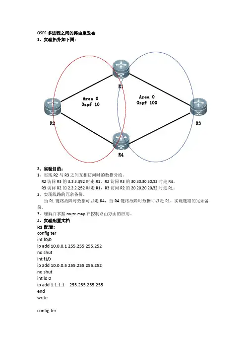 OSPF多进程之间的路由重发布