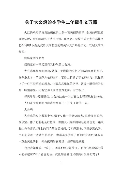 关于大公鸡的小学生二年级作文五篇