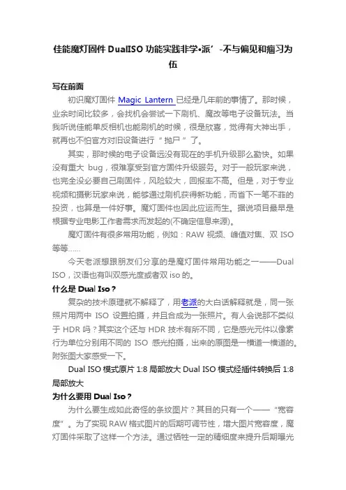 佳能魔灯固件DualISO功能实践非学·派’-不与偏见和痼习为伍