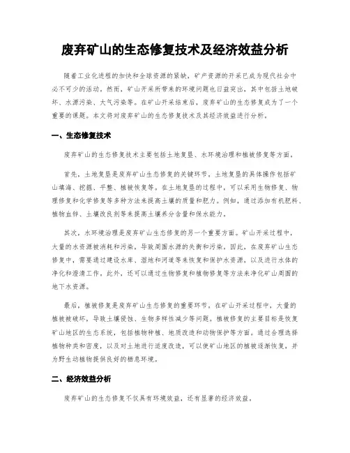 废弃矿山的生态修复技术及经济效益分析