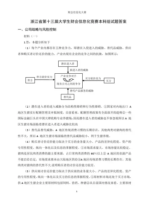 财会信息化大赛