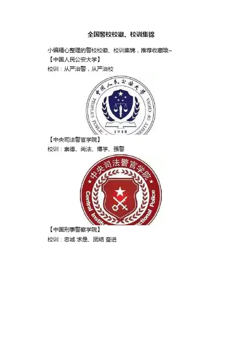 全国警校校徽、校训集锦