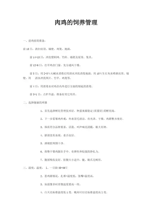 肉鸡的饲养管理