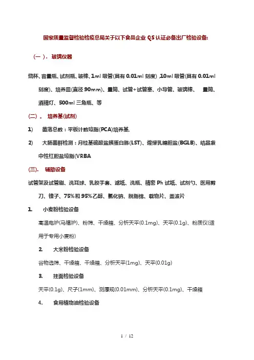食品企业必备出厂检验设备