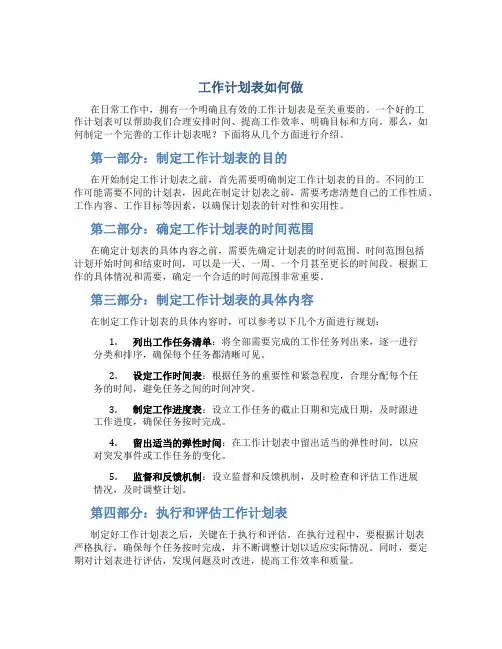 工作计划表如何做