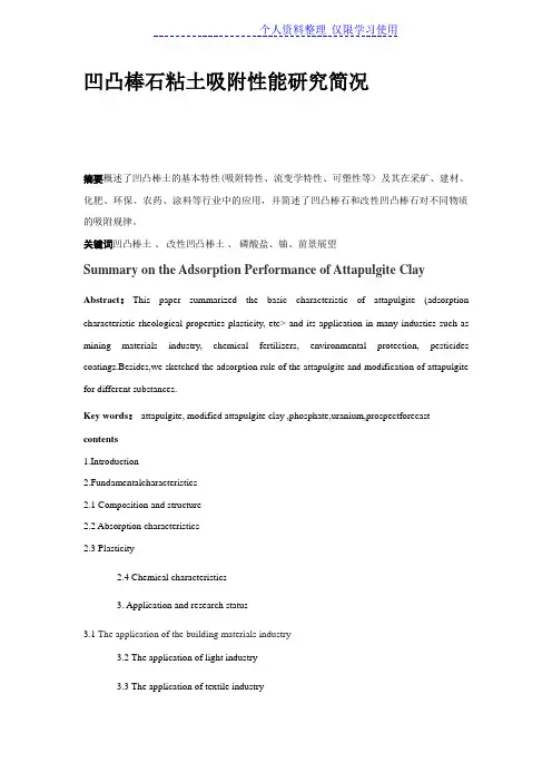 凹凸棒石粘土吸附性能研究报告概况