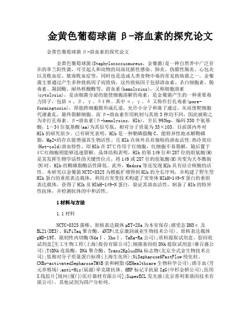 金黄色葡萄球菌β溶血素的探究论文