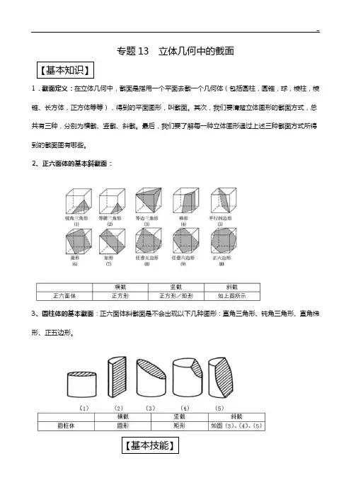 立体几何中的截面(解析版)